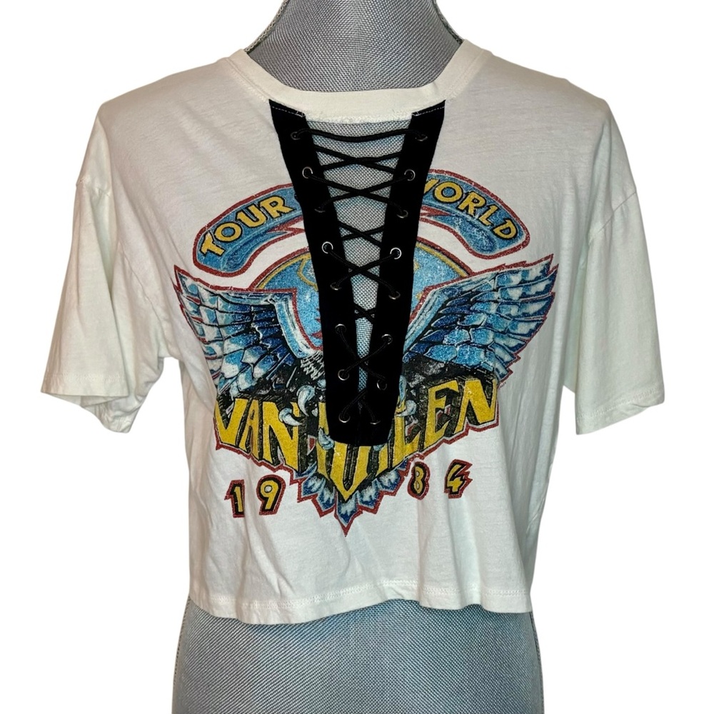 Forever 21 Van Halen 1984 Lace-Up Cropped Band Tee